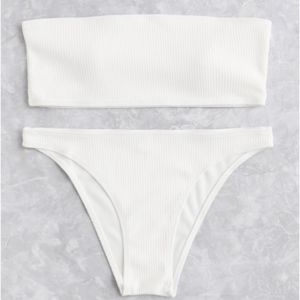 White bandeau 2 piece bikini
